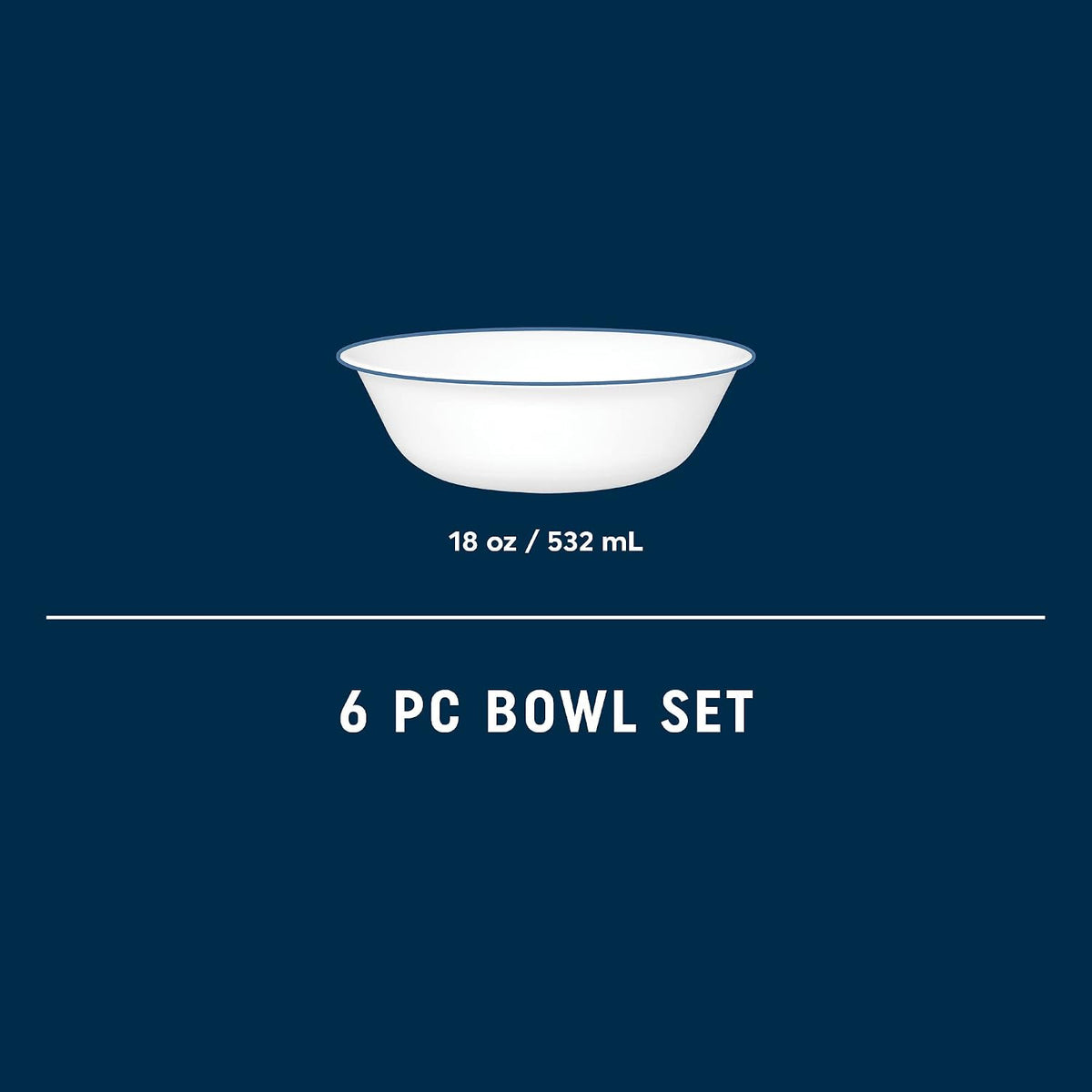 Corelle 6-Piece 18oz Round Bowls Vitrelle Triple Layer Glass  Perfect for Soup  Cereal and Snacks  Lightweight  Chip and Scratch Resistant  Microwave and Dishwasher Safe  Botanical Stripes