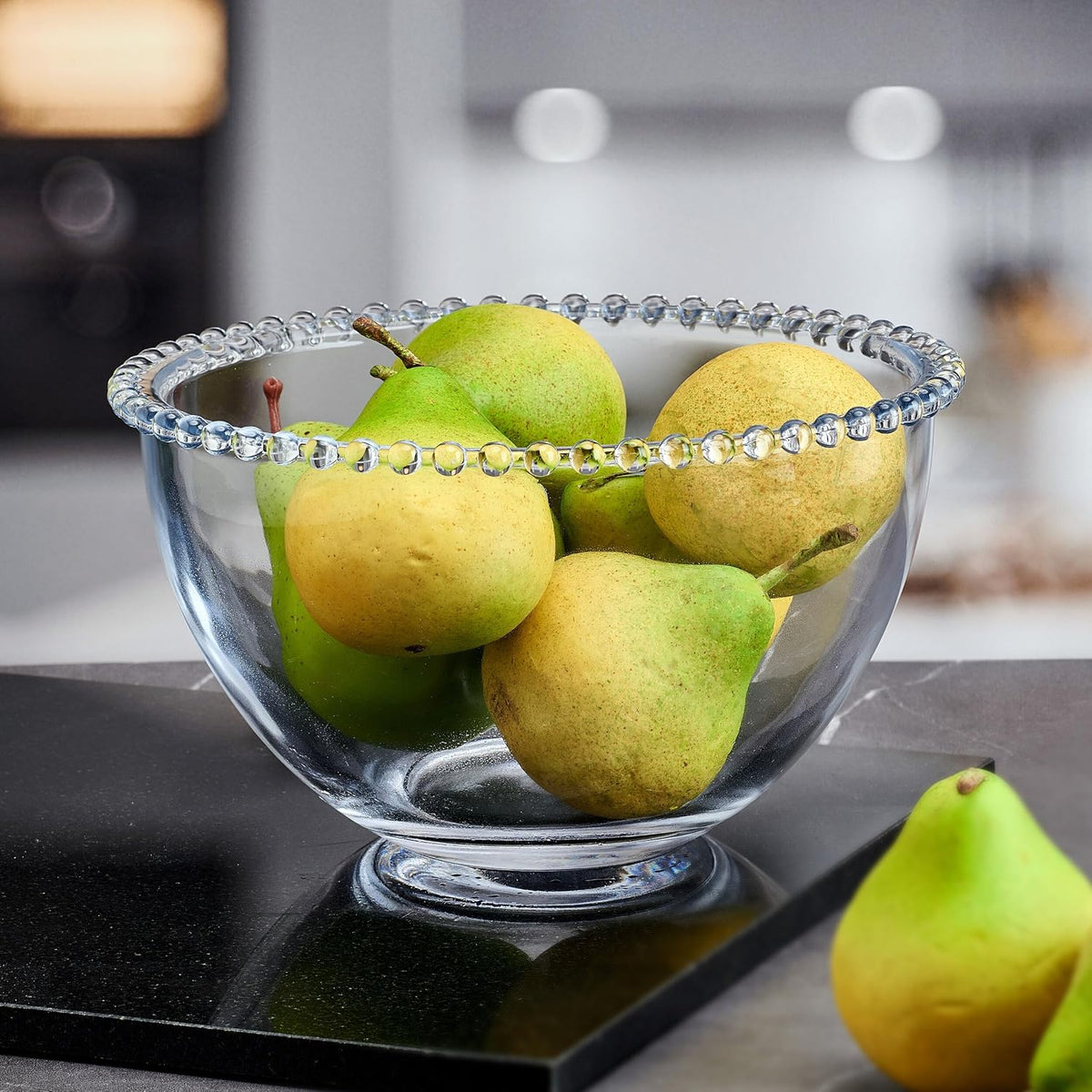 Fitz and Floyd Beaded Glass Fruit Serve Salad Bowl  8.25 Inch